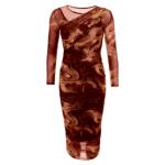 Brown Printed Mesh Co-Ord Top and Skirt Set