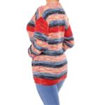 Red and Blue Mix Striped Open Cardigan