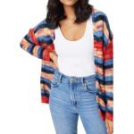 Red and Blue Mix Striped Open Cardigan