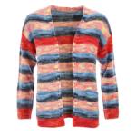 Red and Blue Mix Striped Open Cardigan