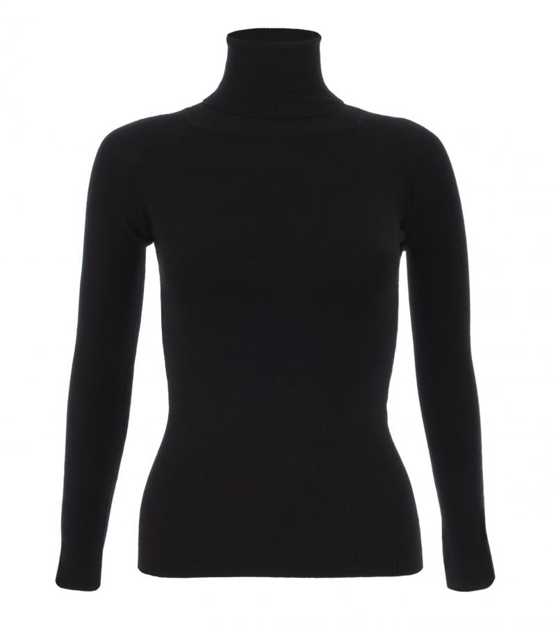 Black Polo Neck Clingy Jumper