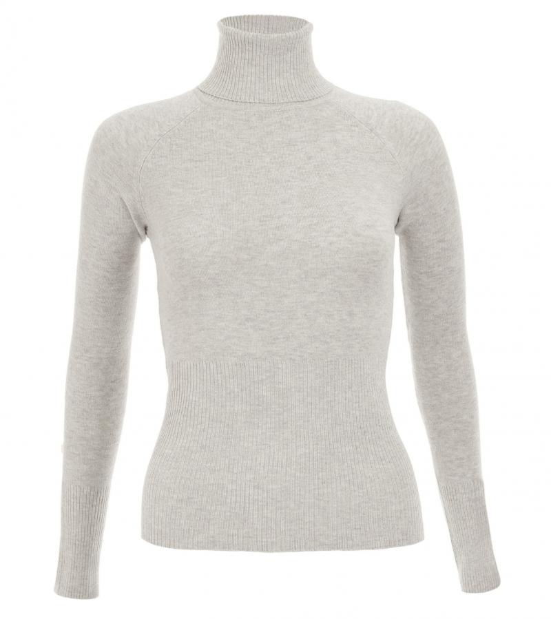 Light Grey Polo Neck Clingy Jumper