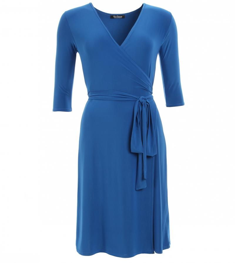 Blue Elegant Wrap Dress