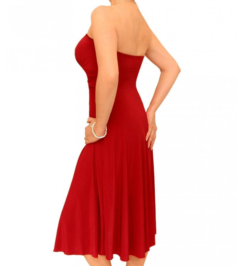 Red Slinky Strapless Dress