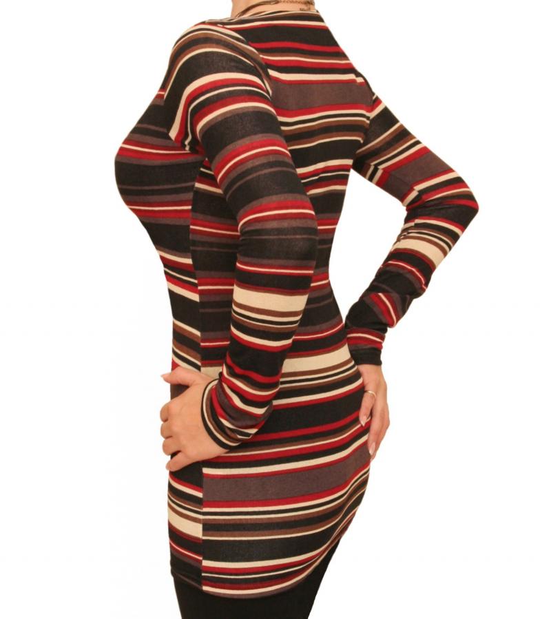 Red and Black Striped Fine Knit Jumper