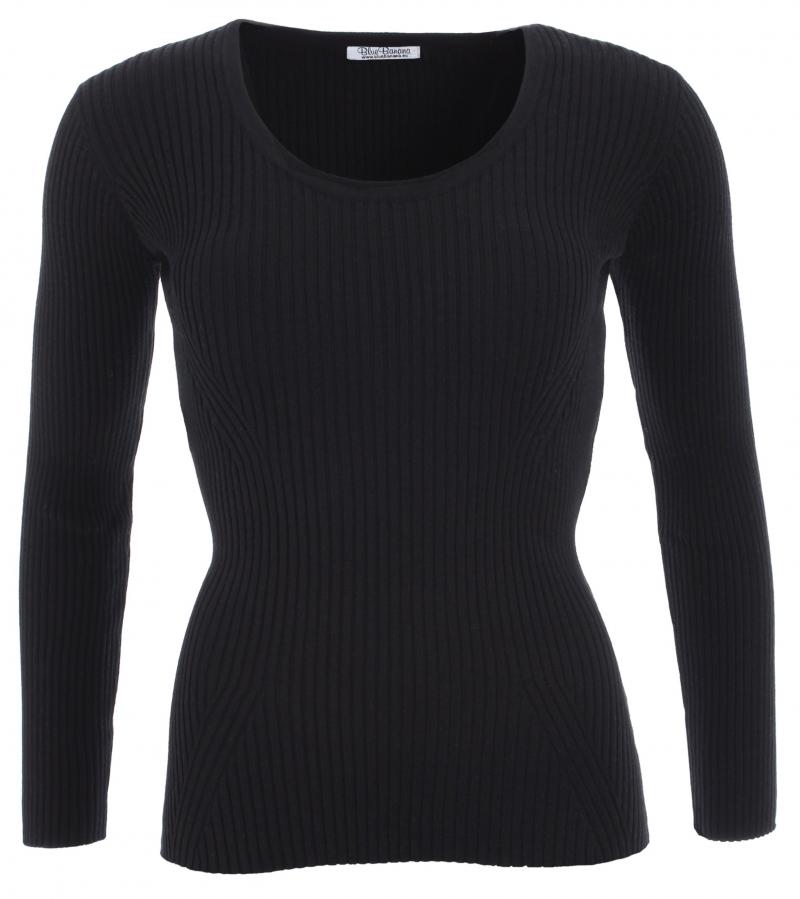 Black Ribbed Scoop Neck Jumper