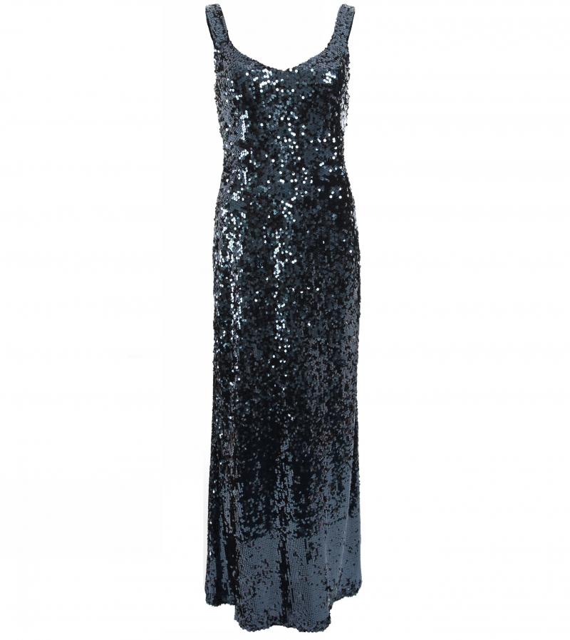 Midnight Blue Full Length Sequin Dress