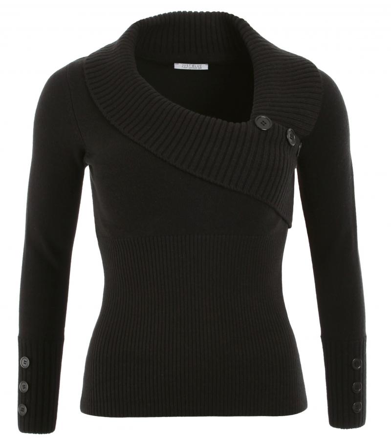 Black Asymmetrical Button Detail Jumper