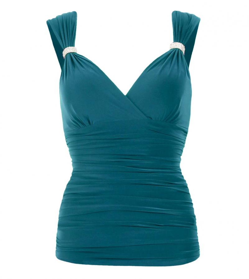 Teal Crystal Diamante Top