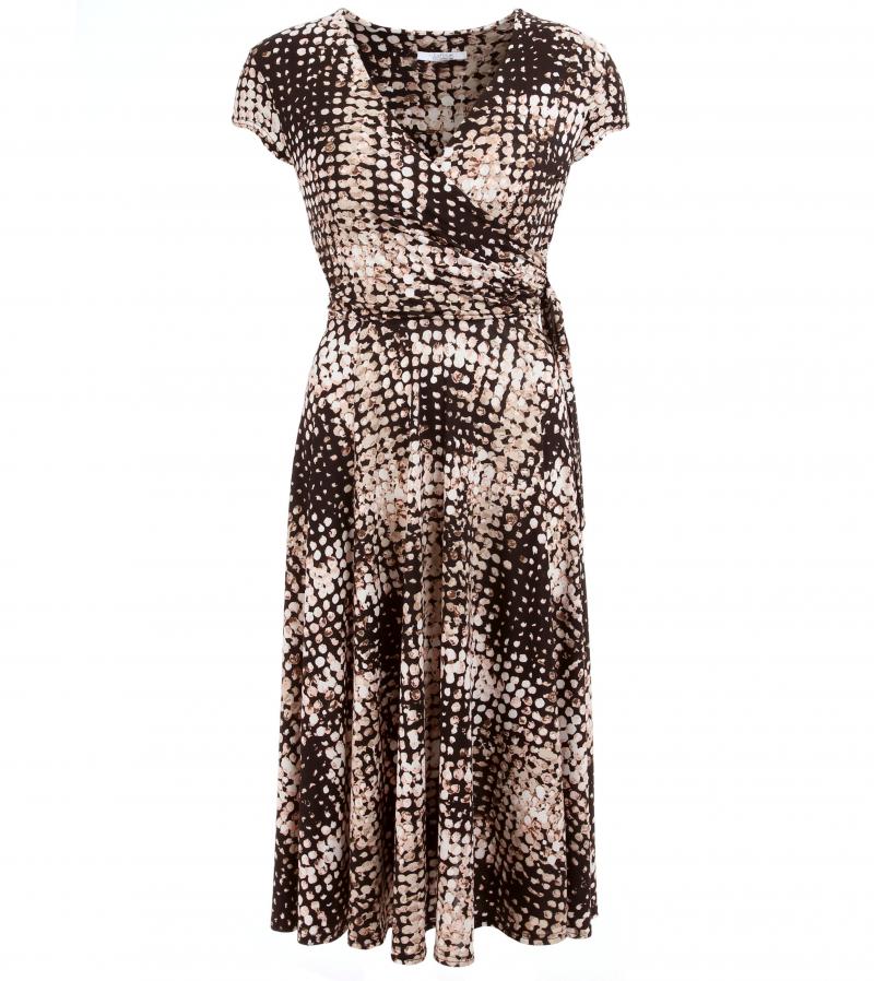 Mocha Printed Fit and Flare Dress
