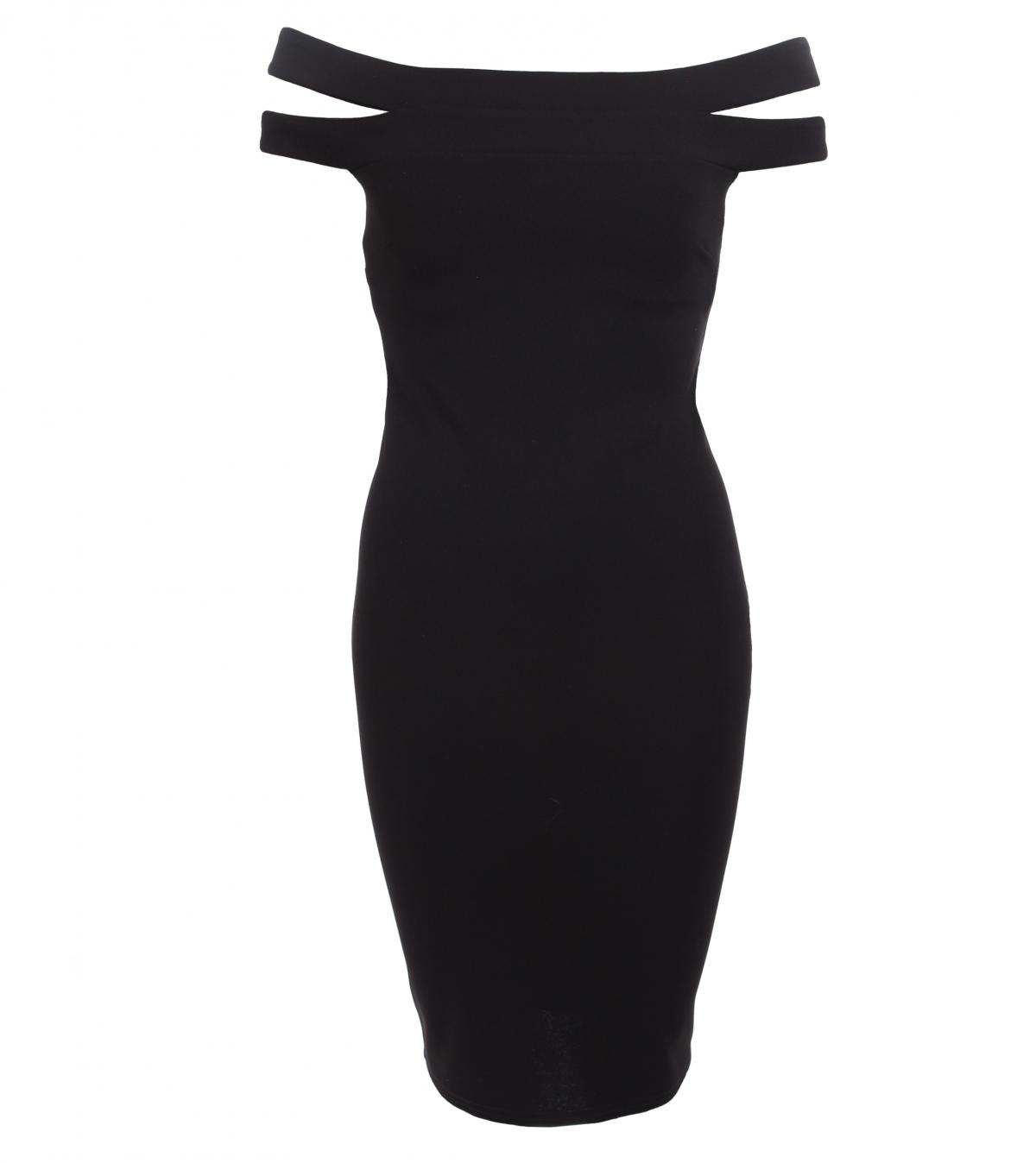 Black Cut Out Bardot Dress