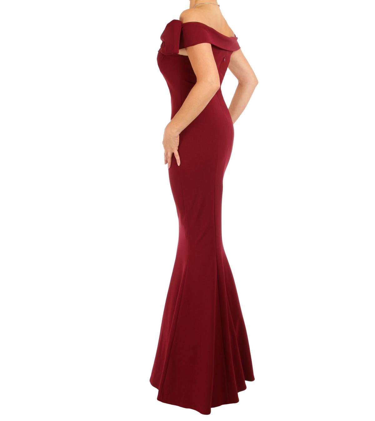 Wine Bardot Fish Tail Maxi Dress - Tall