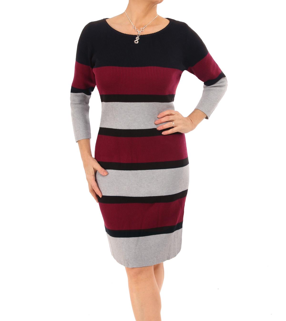 Burgundy Striped Jumper Dress